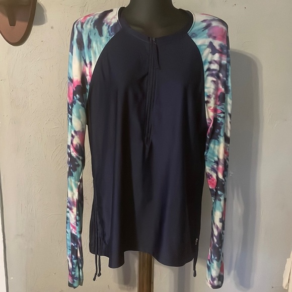 Free Country Tops - XXL Free Country blue dry fit sunblock long sleeve pullover shirt top